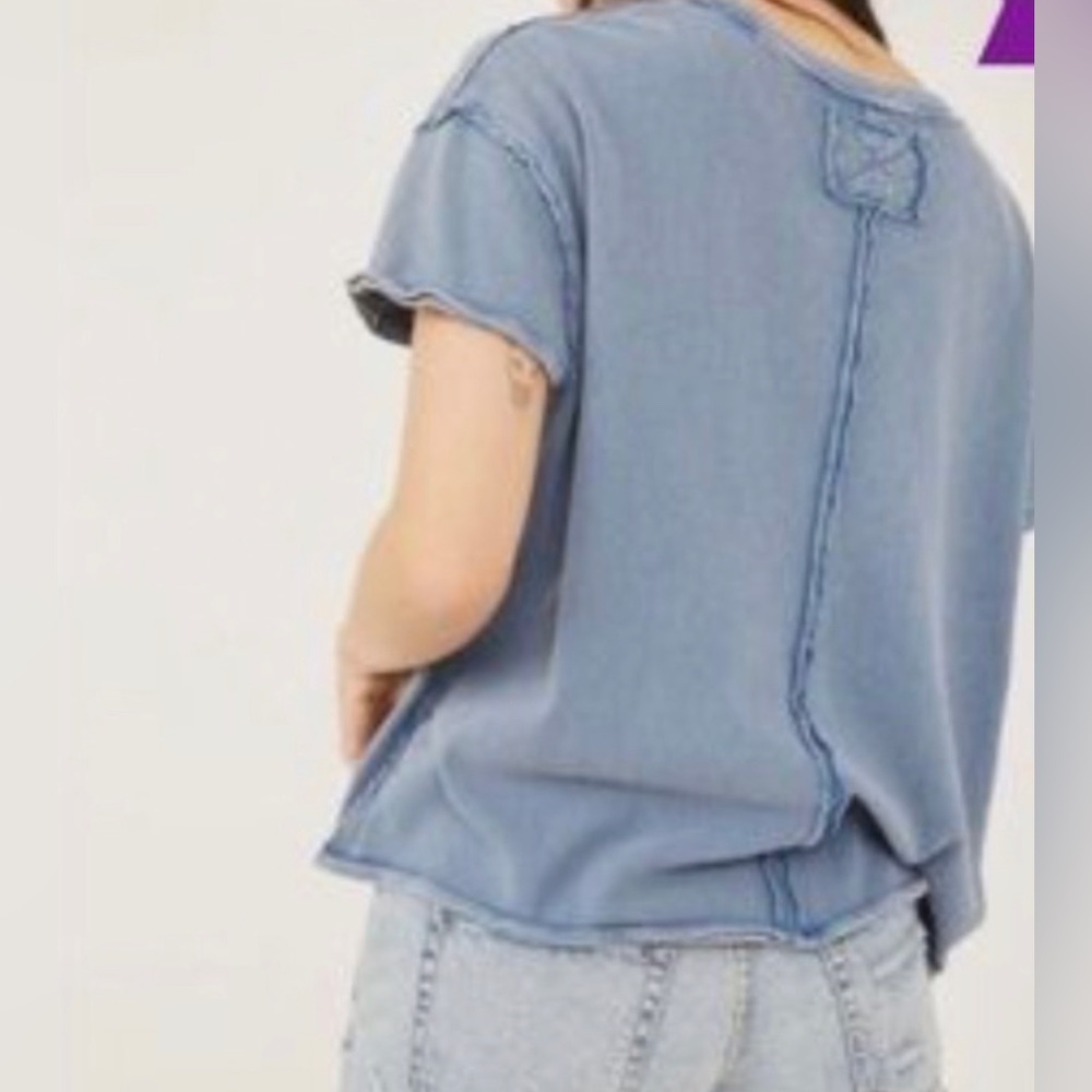 Free People Cut Out Tee In Mediterranean Blue - Picture 2 of 2